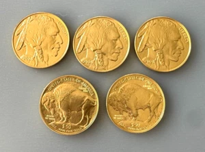 Lot of 5 Gold 2025 American buffalo 1 Troy oz Bullion $50 US Mint Coins - Picture 1 of 2