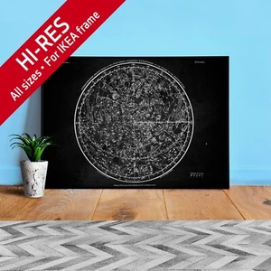 Northern Celestial Hemisphere, 1822, Star map — vintage retro astronomy poster - Picture 1 of 11