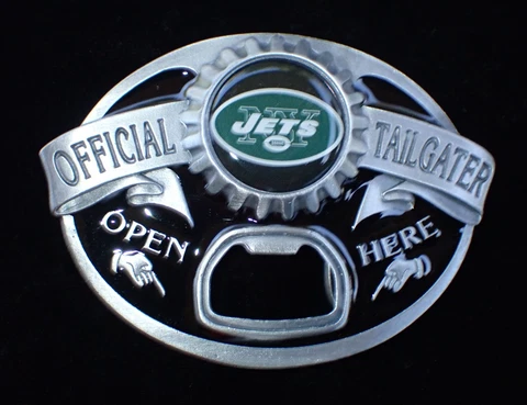 NEW YORK JETS TAILGATER BELT BUCKLE WITH BOTTLE OPENER SISKIYOU PEWTER Cover