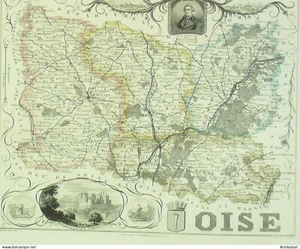 Carte (60) Vuillemin Géographe écrit Isidore Graveur Alès 1874 - Picture 1 of 1