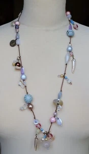 Vintage Multicolour Glass Shell Stone Plastic Bead Necklace - Picture 1 of 8
