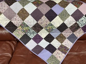 Patchwork Lap Quilt, Purple & Pink, 36" x 45", Quilts for Sale, Crib Quilt - Picture 1 of 10
