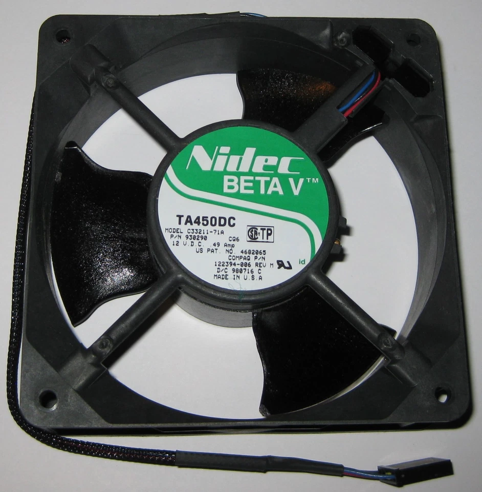 Nidec Beta 119 mm Fan - 12 V DC - 4000 RPM - TA450DC C33211 Compaq Server Fan - Image 1 of 4