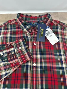Neu mit Etikett Polo Ralph Lauren rot/grün Tartan Button-Down Hemd schmale Passform Herren Größe XL - Bild 1 von 10