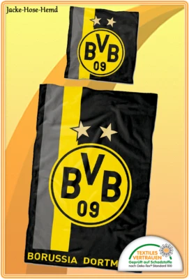 BVB Borussia Dortmund Bettwäsche Beutel Baumwolle Logo Schwarz Gr 135x200cm NEU - Bild 1 von 2