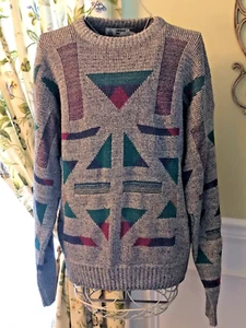 Maglione Cosby Uomo Vintage London Fog Anni 80 Motivo Geometrico XL Dolce! - Foto 1 di 1