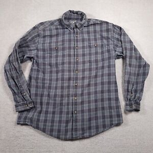Carhartt Men's 2XL Tall Work Shirt Gray Plaid Button Down Long Sleeve Grunge