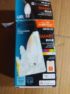 60-Watt Equivalent Smart B11 E26 Color Changing CEC LED Light Bulb with Voice Co - Image 1 of 4