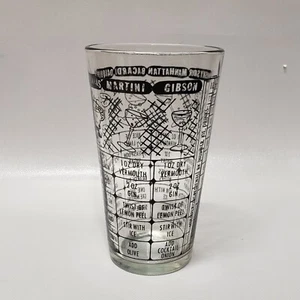 Co-Rect Cocktail Mixing Glass with Printed Recipes 16 oz6" Inch - Picture 1 of 7