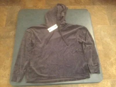 DKNY Sport Women's L Blue Velour 3/4 Sleeved Pullover Sweatshirt  $79 NEW - Image 1 of 4