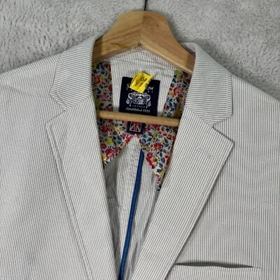 Savile Row Blazer Jacket Mens 42S White Pinstripe Double Vented Notch Lapel EUC - Image 1 of 4