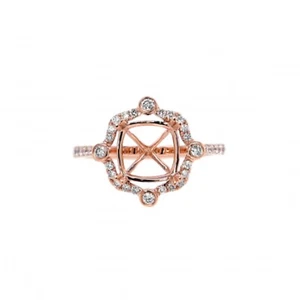 Ring Semi-Mount Square Cushion 8mm In 14k Rose Gold With Diamond Accents (43977) - Picture 1 of 8
