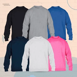 Plain Kids Sweatshirt, School Uniform Unisex Pullover Jumper for Boys and Girls - Picture 1 of 19