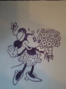 MINNIE MOUSE "Blumen" handgestempelt Briefpapier 8 NOTIZKARTEN & 8 Umschläge  - Bild 1 von 1