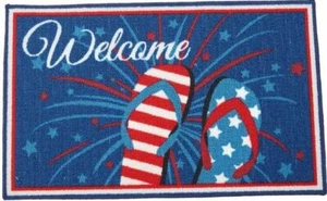 KITCHEN ACCENT RUG (nonskid(17"x28") PATRIOTIC,FLIP FLOPS & FIREWORKS,WELCOME,EE - Picture 1 of 12