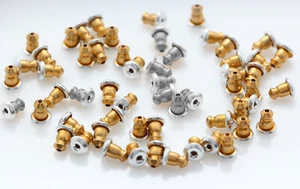 Pendientes de metal tapones traseros tuercas de poste de oreja con hallazgos de silicona 5,5x4,5 mm - Imagen 1 de 5