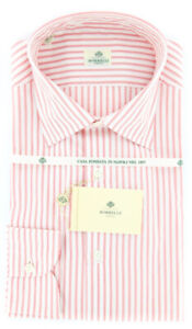 Luigi Borrelli Red Striped Cotton Shirt - Extra Slim Fit - 16.5/42