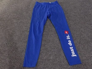 Nike Leggings Womens Medium Blue Just Do It Swoosh Athletic Workout Pants Yoga - Picture 1 of 10