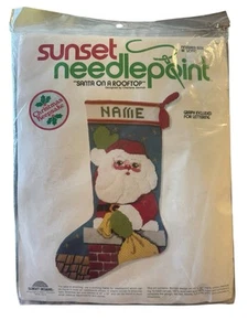 Sunset Stocking Kit Needlepoint Christmas Santa on a Rooftop - Picture 1 of 3