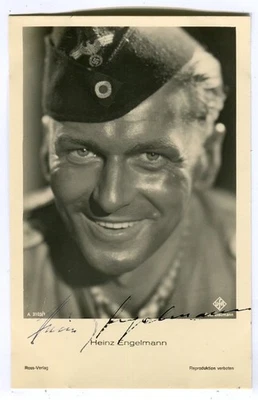 AK Heinz Engelmann, Film, Autogramm, Original signierte Ross-Karte 40er Jahre - Bild 1 von 3