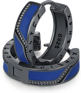 925 Sterling Silber nordische Wikinger Runen Creolen Keltischer Knoten Ohrringe für Herren - Bild 1 von 7