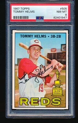 1967 Topps TOMMY HELMS #505 PSA 8 - Imagem 1 de 2