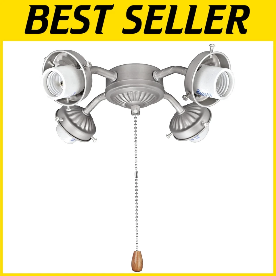 4-Light Ceiling Fan Fixture, Brushed Nickel - Image 1 of 4