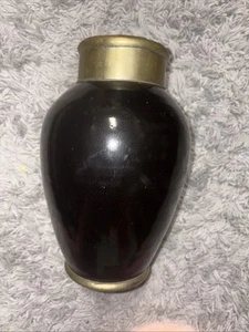 Rare Moroccan French handmade terra cotta urn vase silvered black ceramic - Picture 1 of 19