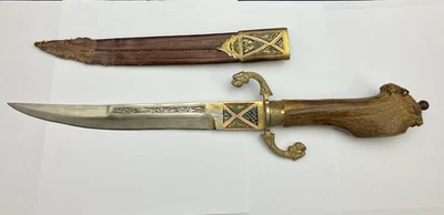 Daga Espada Toledo Española Vintage Hecha en España Grabada Grabada con Funda Foto 1 de 4