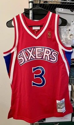 MENS $130 MITCHELL & NESS ALLEN IVERSON Philadelphia 76ers ROOKIE 96-97 Jersey M - Image 1 of 4