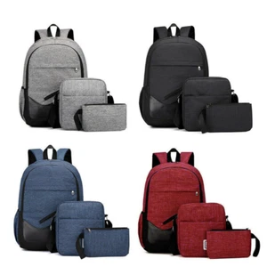 3pcs Set Men Women Backpack Bookbag School Travel Laptop Rucksack Zipper Bag - Picture 1 of 16