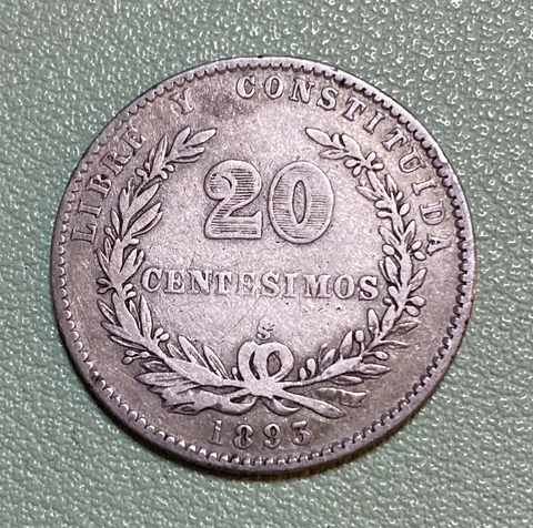 1893 Uruguay 20 Centesimos World Silver Coin Cover