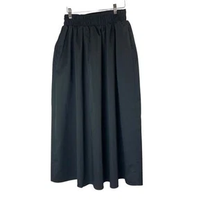 KARL LAGERFELD - A-Line Cotton Midi Skirt with Side pockets in Black  - Picture 1 of 7