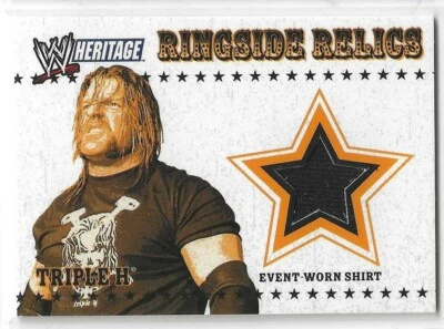 Triple H 2005 Topps WWE Heritage Ringside Relics Event-Worn Shirt Card - Image 1 of 2
