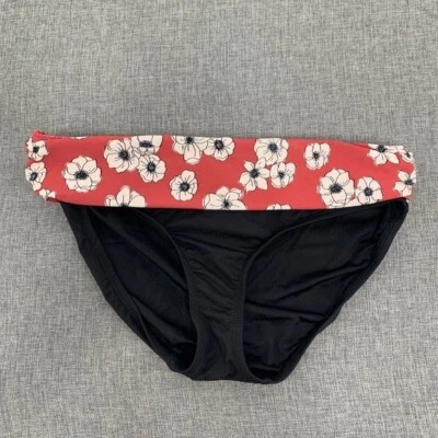 Pantalones de bikini Anne Cole florales grandes trajes de baño negro coral blanco Foto 1 de 4
