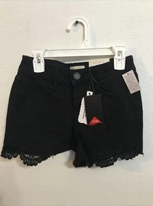 SO Girl's Denim Crochet Frayed Hem Shortie Black Size 10 Ret $24 (APO-125-1) - Picture 1 of 5