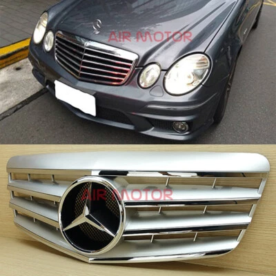 Modelo Facelift: apto para Mercedes-Benz W211 Clase E plateada 4 aletas parrilla delantera 07~09 Foto 1 de 4