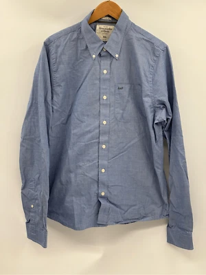 Abercrombie & Fitch 纽扣衬衫肌肉男式 XXL 蓝色长袖 — 第 1/4 张图片