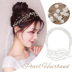 Pearl Hair Accessories Bridal Hair Band Wedding Banquet Party Travel Jewelry - Picture 1 of 16