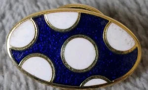 COOL POLKA DOTS Enamel Pin Badge for Jacket, Bag, Hat, Scarf etc. 18mm Blue/Gold - Picture 1 of 2