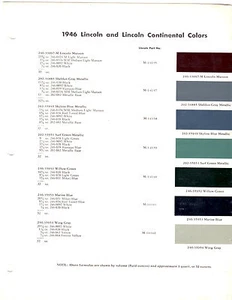 1946 LINCOLN & LINCOLN CONTINENTAL 46 PAINT CHIPS DUPONT 4 - Picture 1 of 2