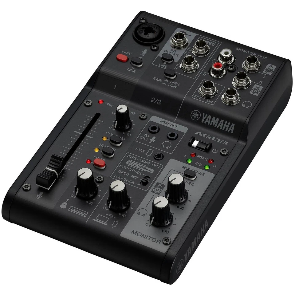 Yamaha AG03MK2 B 3-Channel Mixer/USB Interface for iOS/Mac/PC Black - Image 1 of 3