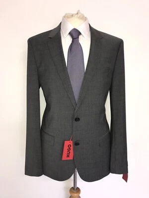 HUGO BOSS - Mens Slim Fit Plain GREY WOOL SUIT - 42 Reg - W36 L32 - BNWT - Image 1 of 4