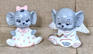 Engel und Baby Mädchen im Herz Kleid Maus Figuren Handarbeit Kitsch Valentinstag - Bild 1 von 6