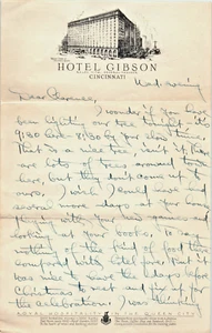 Hotel Gibson Stationery Cincinnati Correspondence "Dear Clarence" c.1920's - Picture 1 of 4