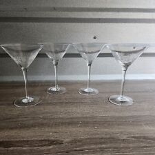 Pier 1 Clear Crackle Martini Glass Blown Cocktail 7.5” Tall Barware Set Of 4