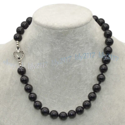 8/10/12/14 毫米天然多色宝石光滑圆珠项链 18 英寸 — 第 1/4 张图片