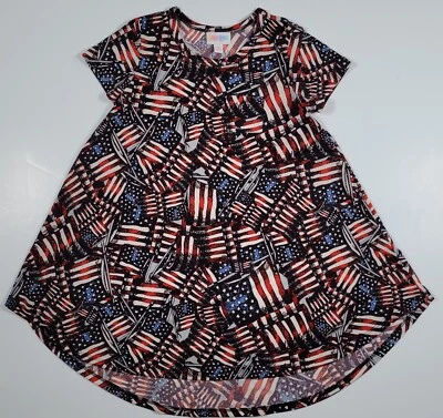 Lularoe Girls Dress Size 6 Flag USA 4th Of July Pattern Aline Style      - Image 1 of 4