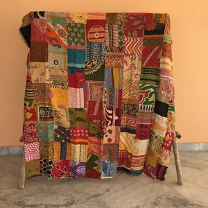 Colcha Kantha Multicolor Bed Runner Vintage Patchwork Twin - Imagen 1 de 3