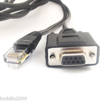 1pc 1.5M/5FT Black RJ45 Male to Serial DB9 9pin Female Lan Router Adapter Cable - Image 1 of 4